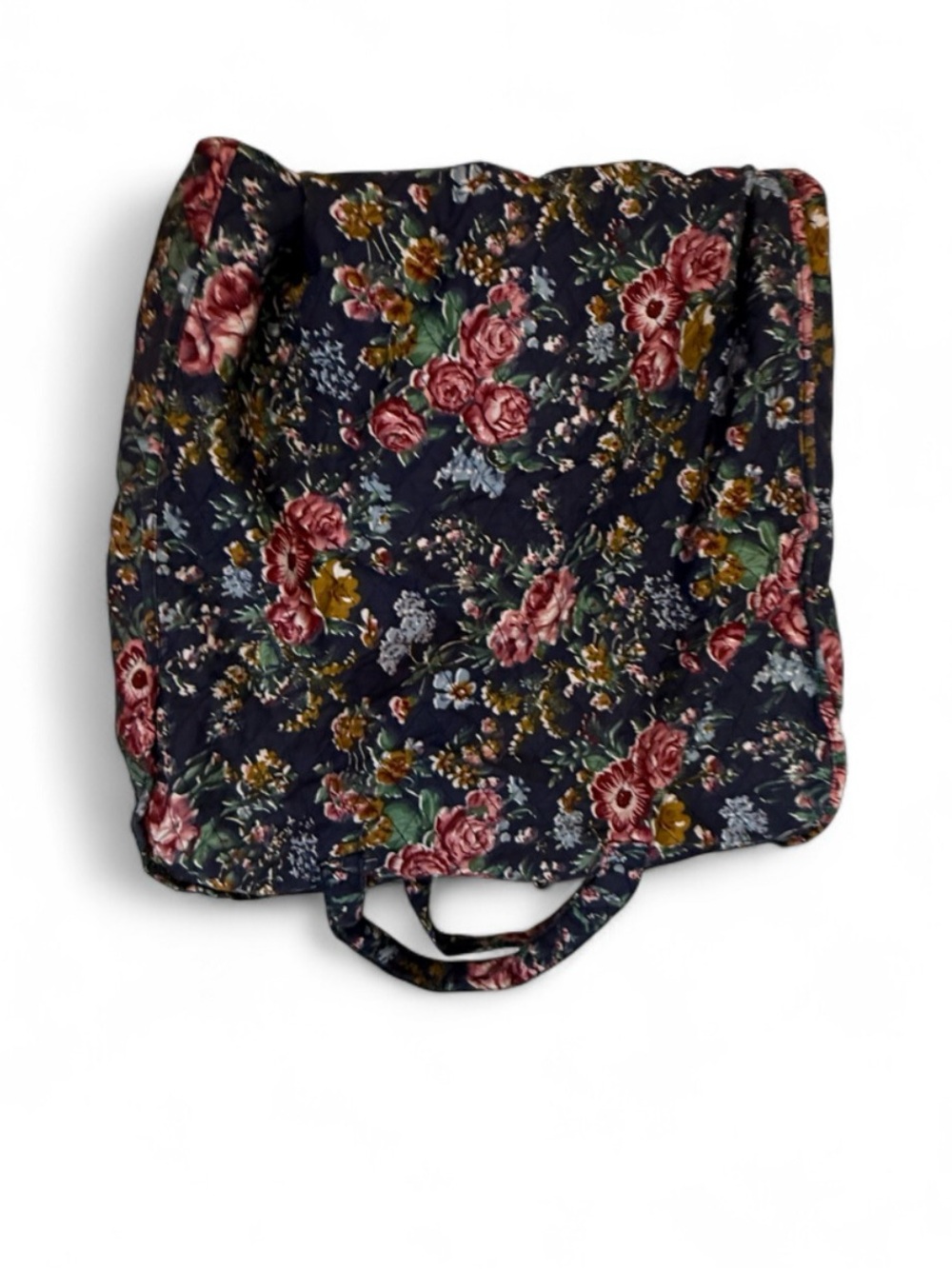 Floral Navy Tote Bag with Pink Rose Print
